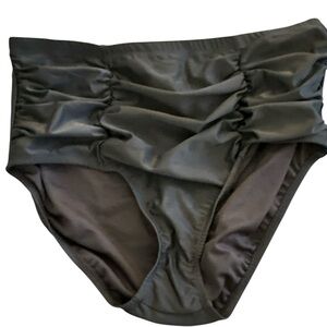 Island Escape Women's Plus Size High-Waist Bikini Bottom Black 18W NWT